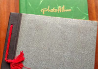 Photo albums on coffee table