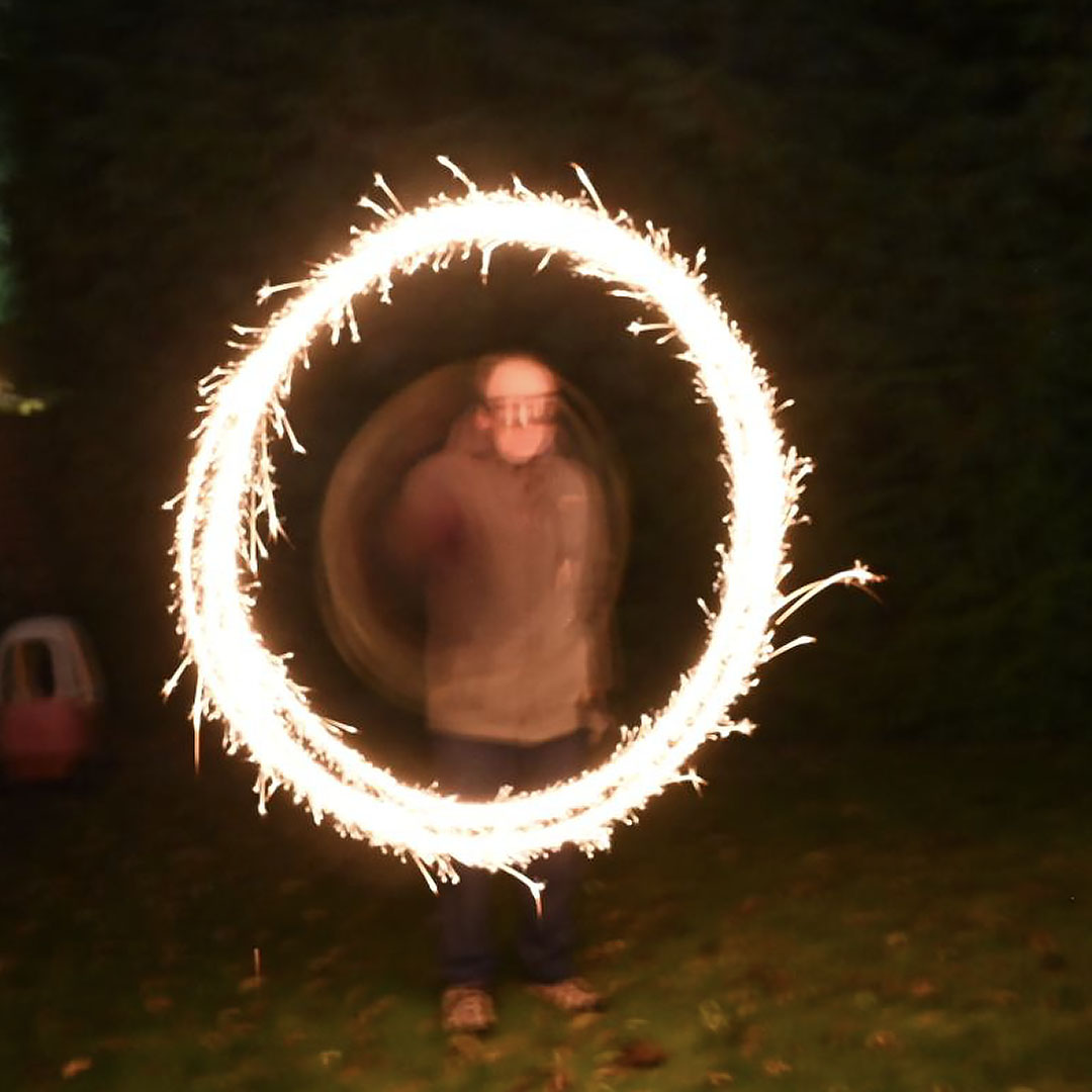 Sparklers at night