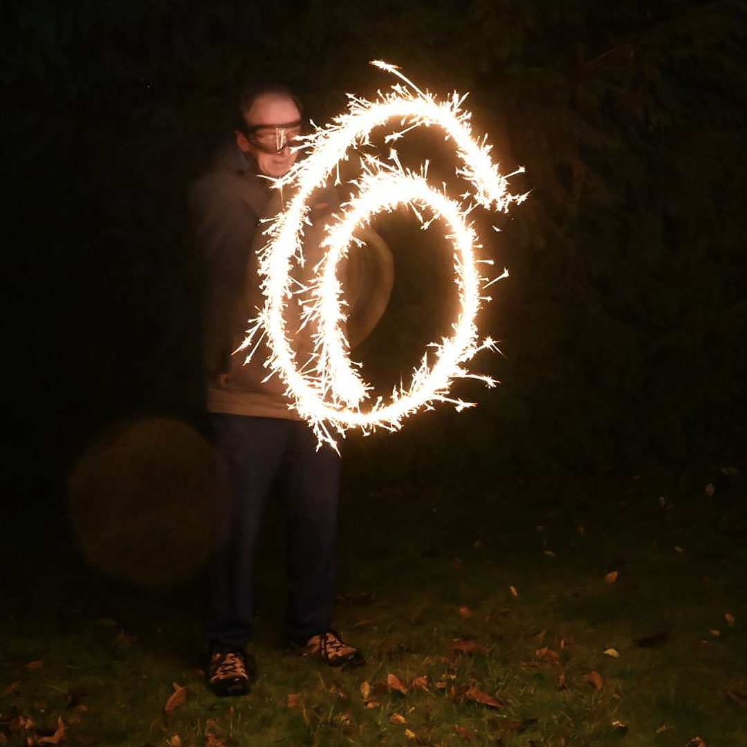 Sparklers at night