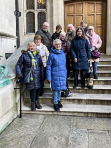 Members of Explore London 2 on the steps of 2 Temple Place